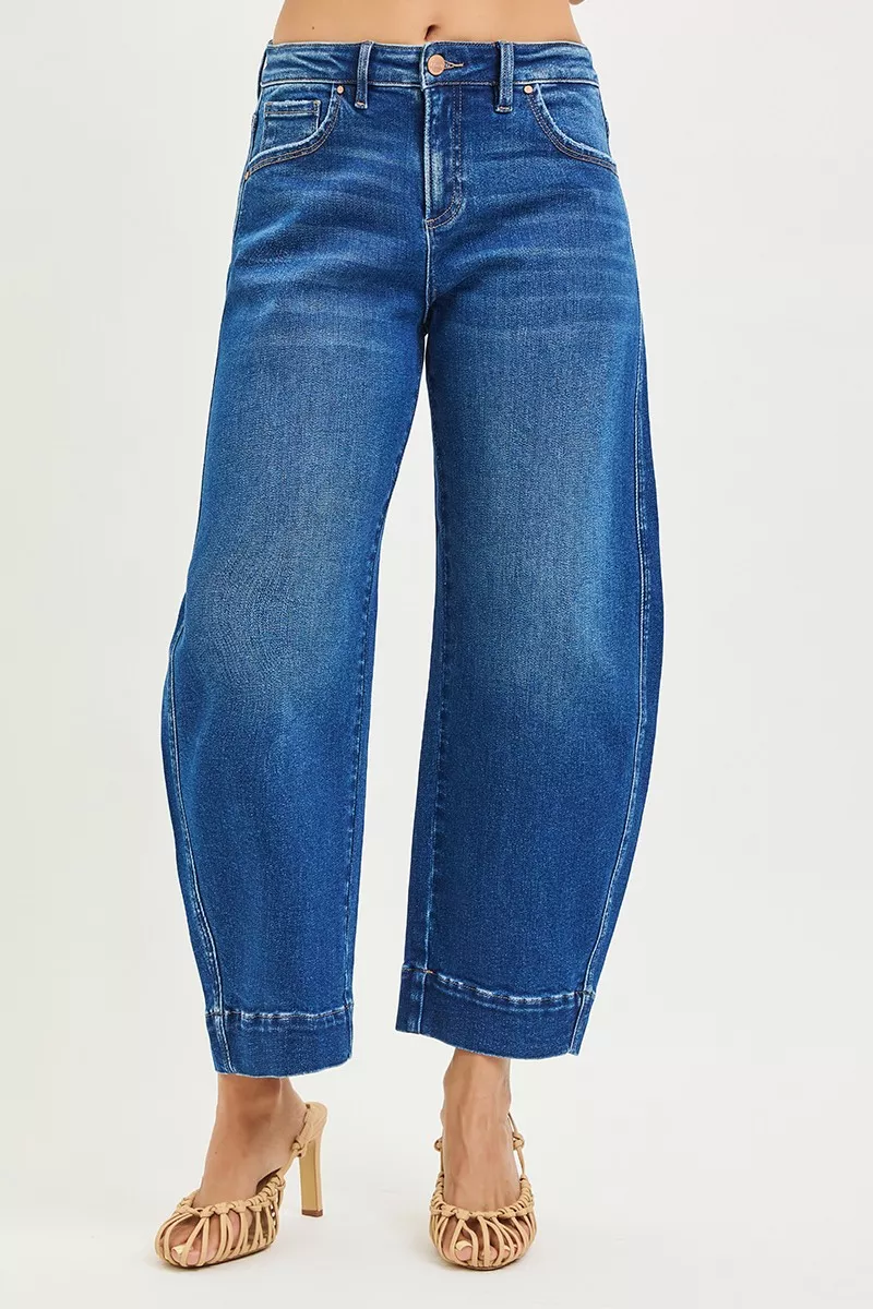 Mid Rise Crop Barrel Jeans, image 6