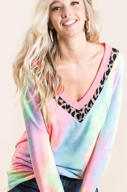 Tie Dye Terry V-Neck Top, image 7