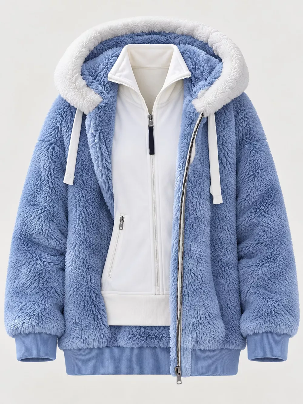 Full Size Faux Fur Zip Up Hooded Outerwear Plus Size, image 18