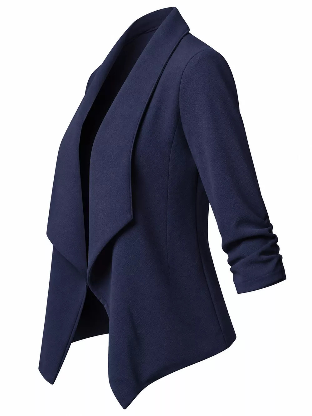Full Size Open Front Drape Blazer with 3/4 Ruched Sleeves Plus Size, image 27