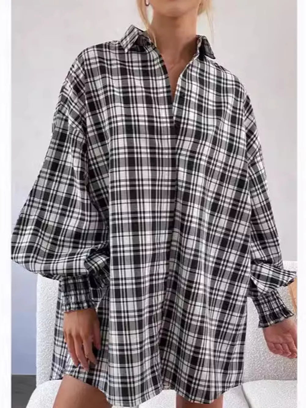 Oversized Plaid Button Up Shirt, image 14