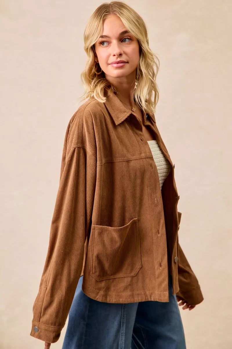 Corduroy Relaxed Fit Shacket with Back Pleat, image 18