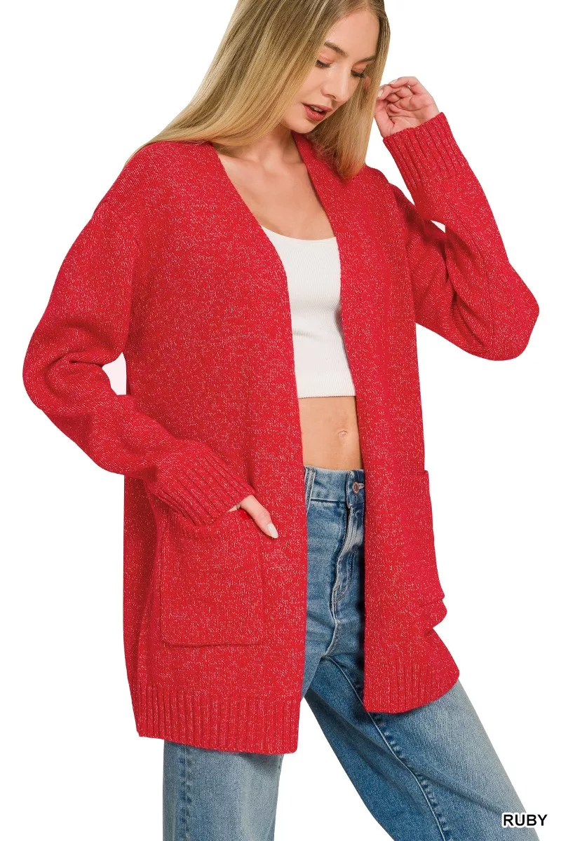 Zenana Open Front Sweater Cardigan, image 3