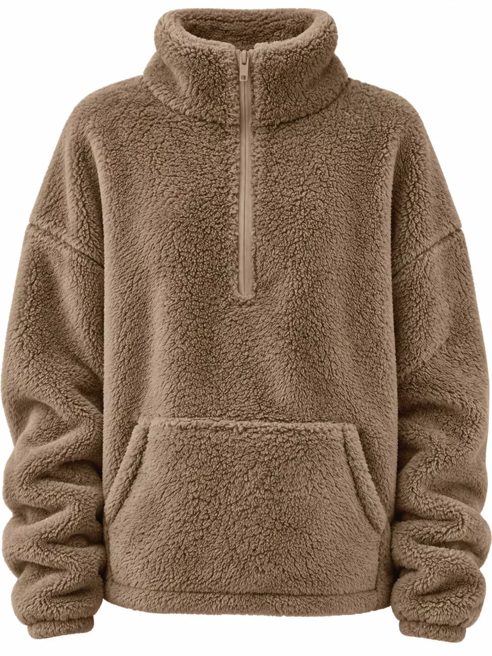 Full Size Sherpa Quarter-Zip Turtleneck Sweatshirt Plus Size, image 20
