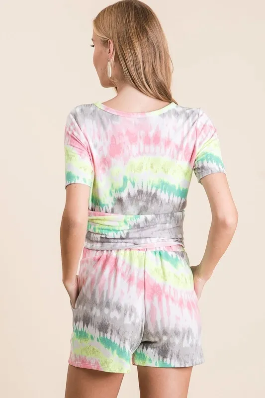 Tie Dye Print Shorts With Twill Tape Drawstring, image 15