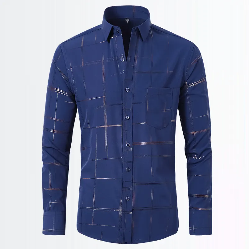 Men's Geometric Pattern Long Sleeve Button-Down Shirt, image 6
