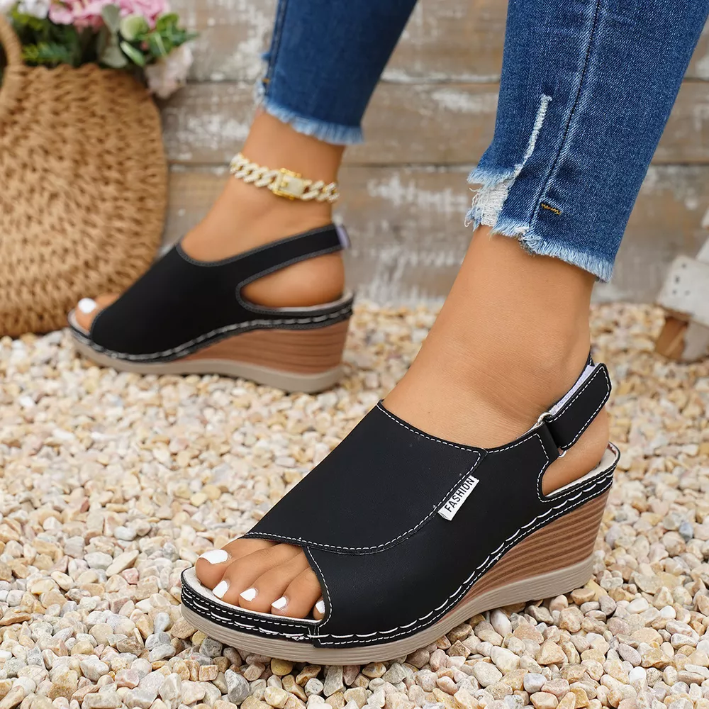 Peep Toe Wedge Sandals, image 6