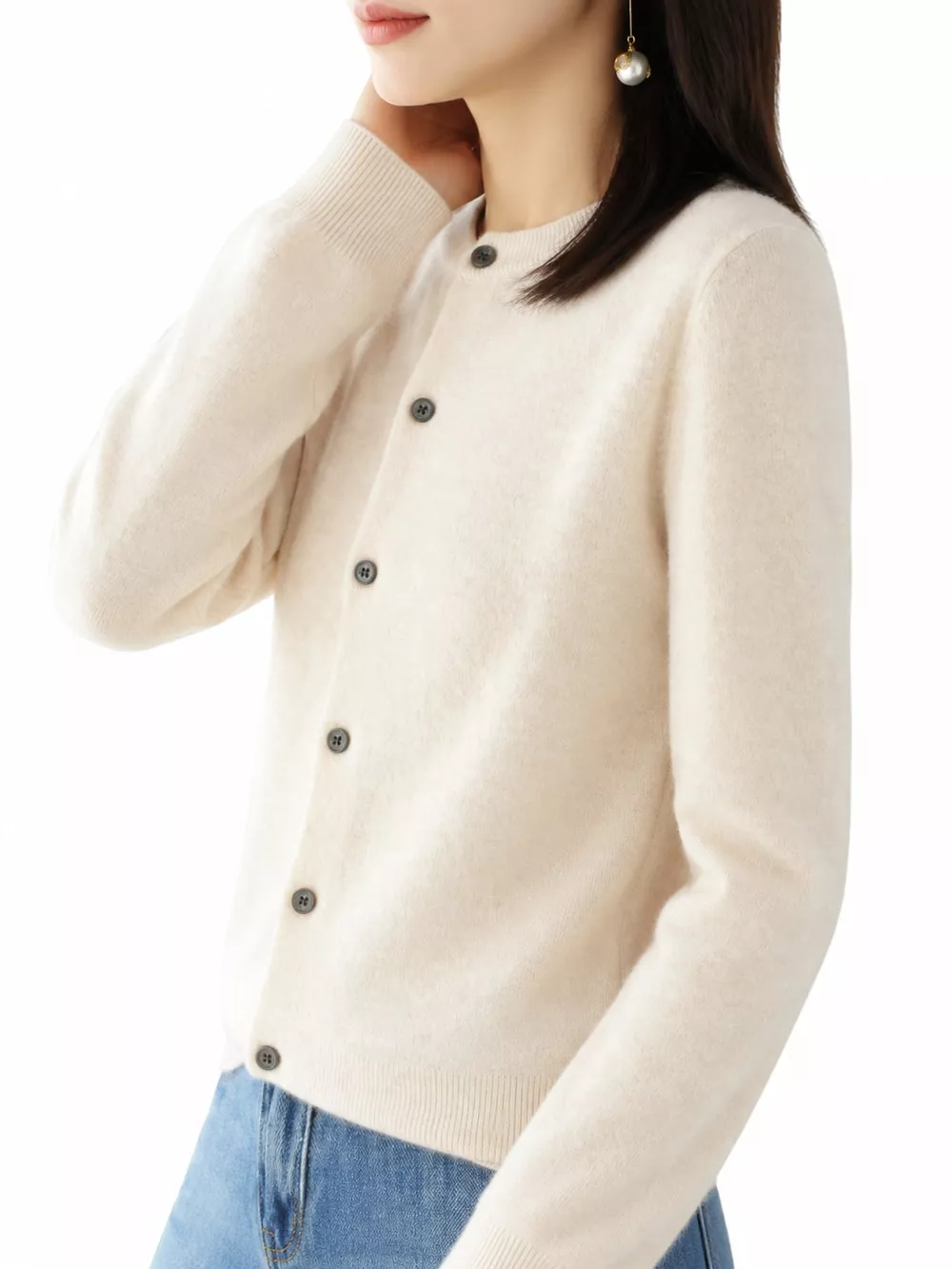 Classic Crew Neck Knit Cardigan, image 18