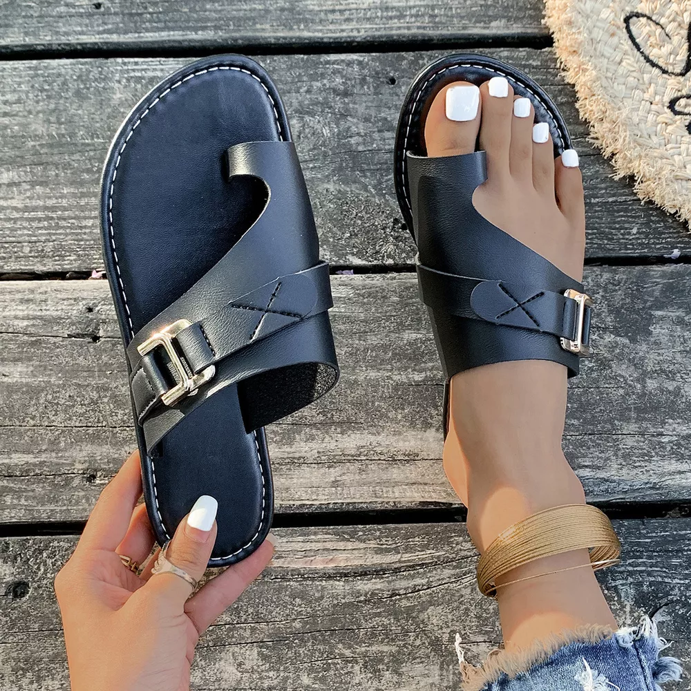 Toe Loop Buckle Decor Sandals, image 5