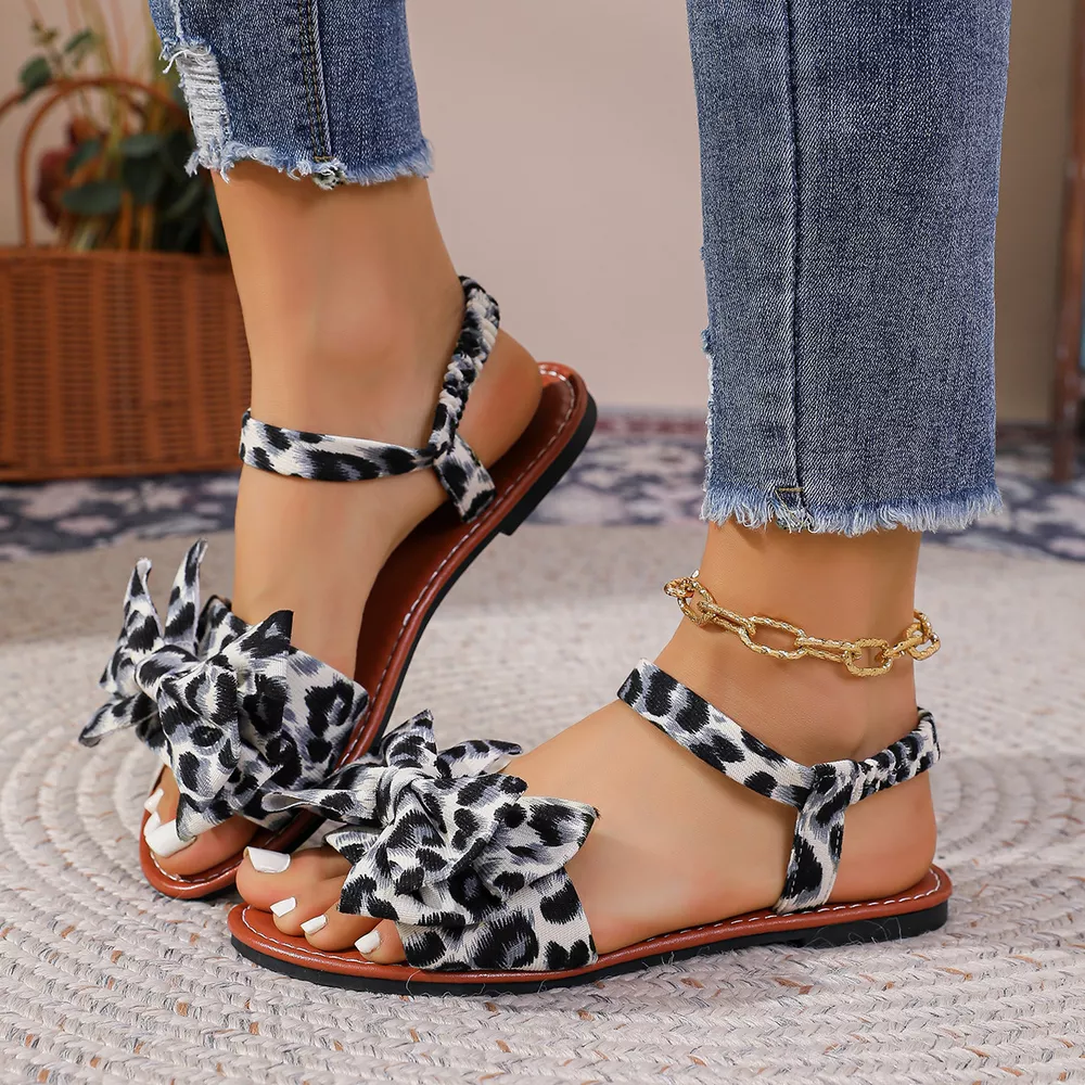 Leopard Print Bow Sandals, image 10