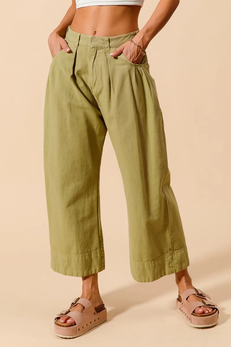 Mid Rise Wide Leg Chino Pants With Pockets, image 5