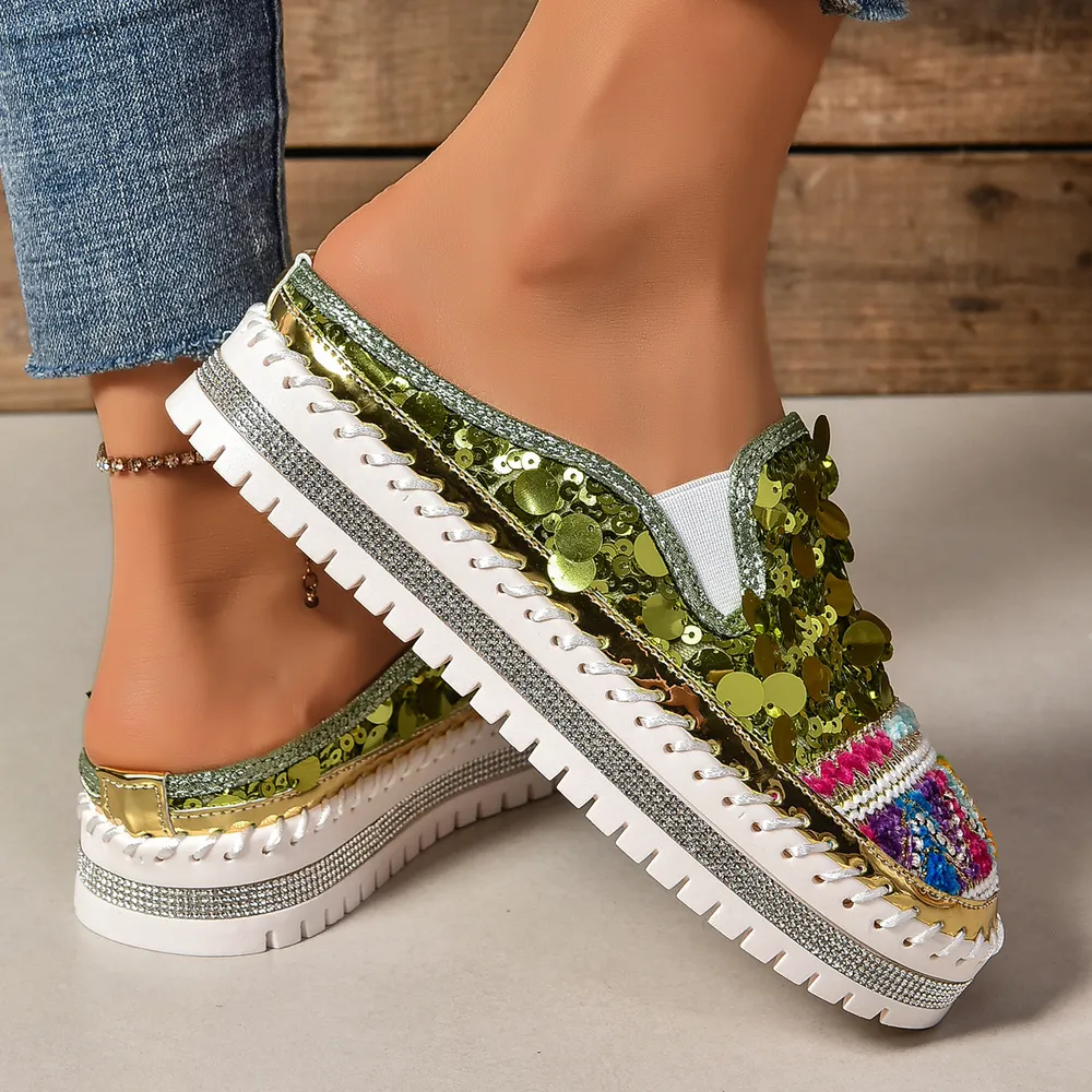 Sequin Round Toe Platform Loafers, image 18