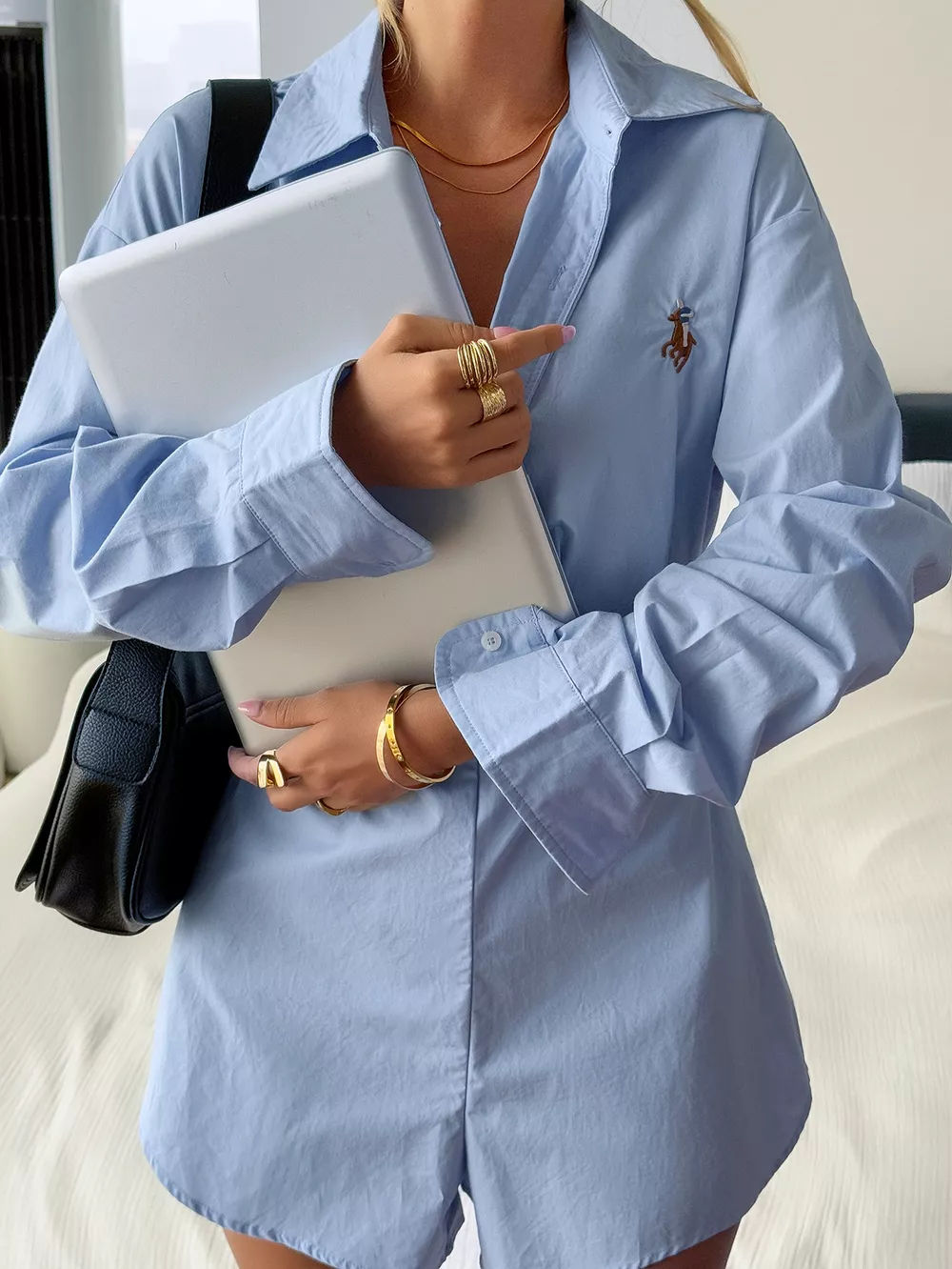Button Front Long Sleeve Romper