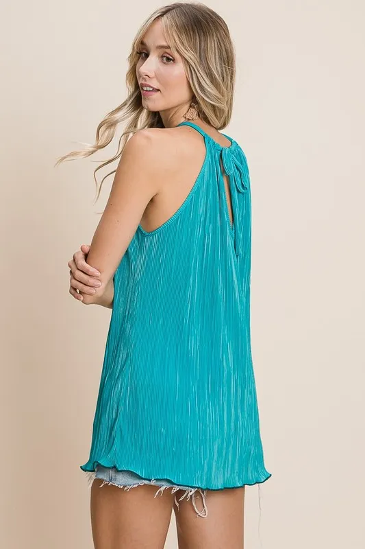Pleating Knit Halter Neck Top, image 3