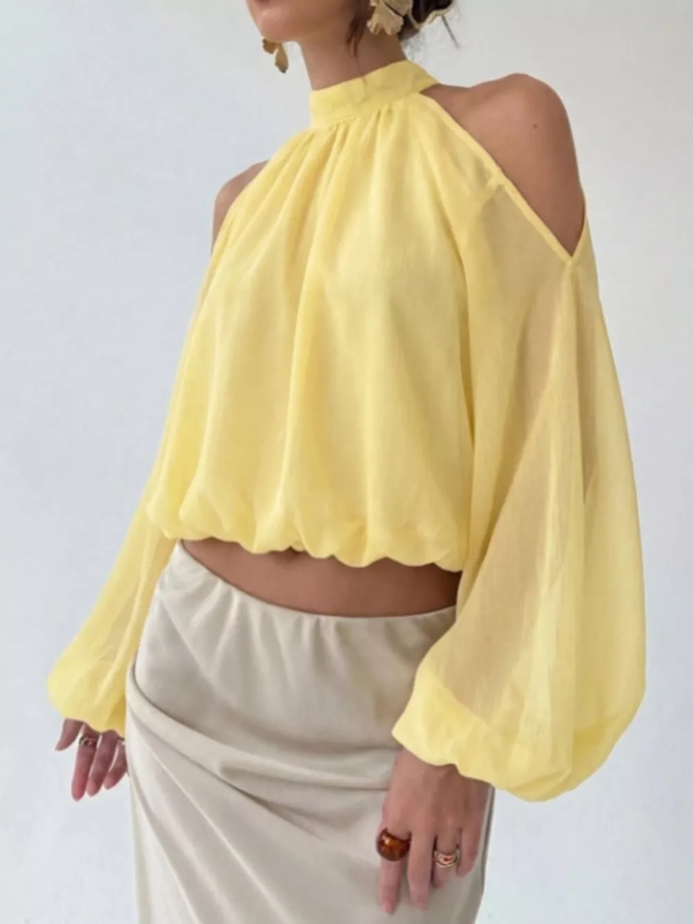 Cold-Shoulder Long Sleeve Blouse, image 12