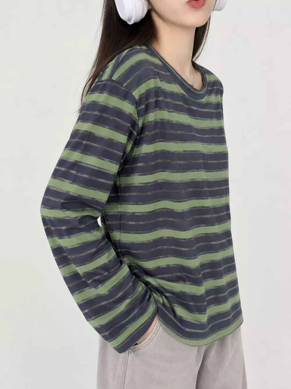 Oversized Striped Crew Neck T-Shirt, image 10