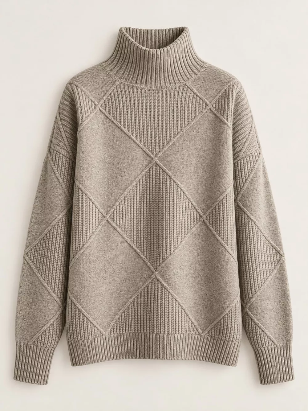 Full Size Diamond Pattern Turtleneck Sweater Plus Size, image 12