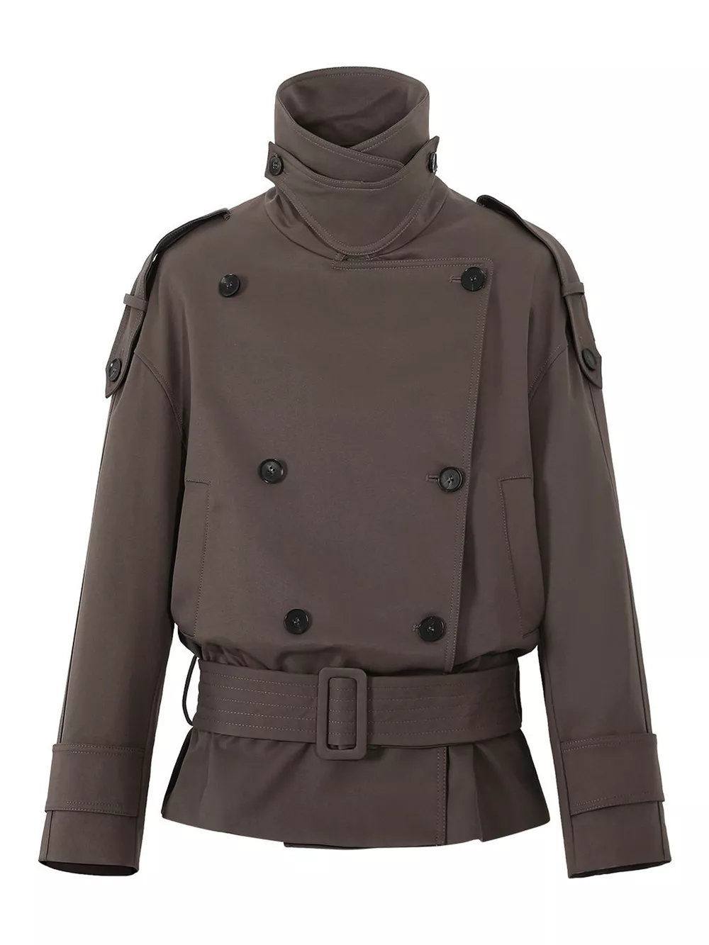 Belted Waist Button Up Trench Jacket, image 6