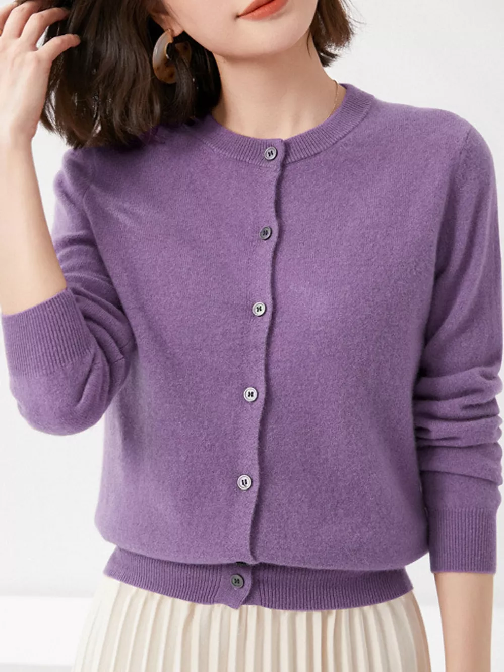 Crew Neck Button-Down Cardigan, image 44