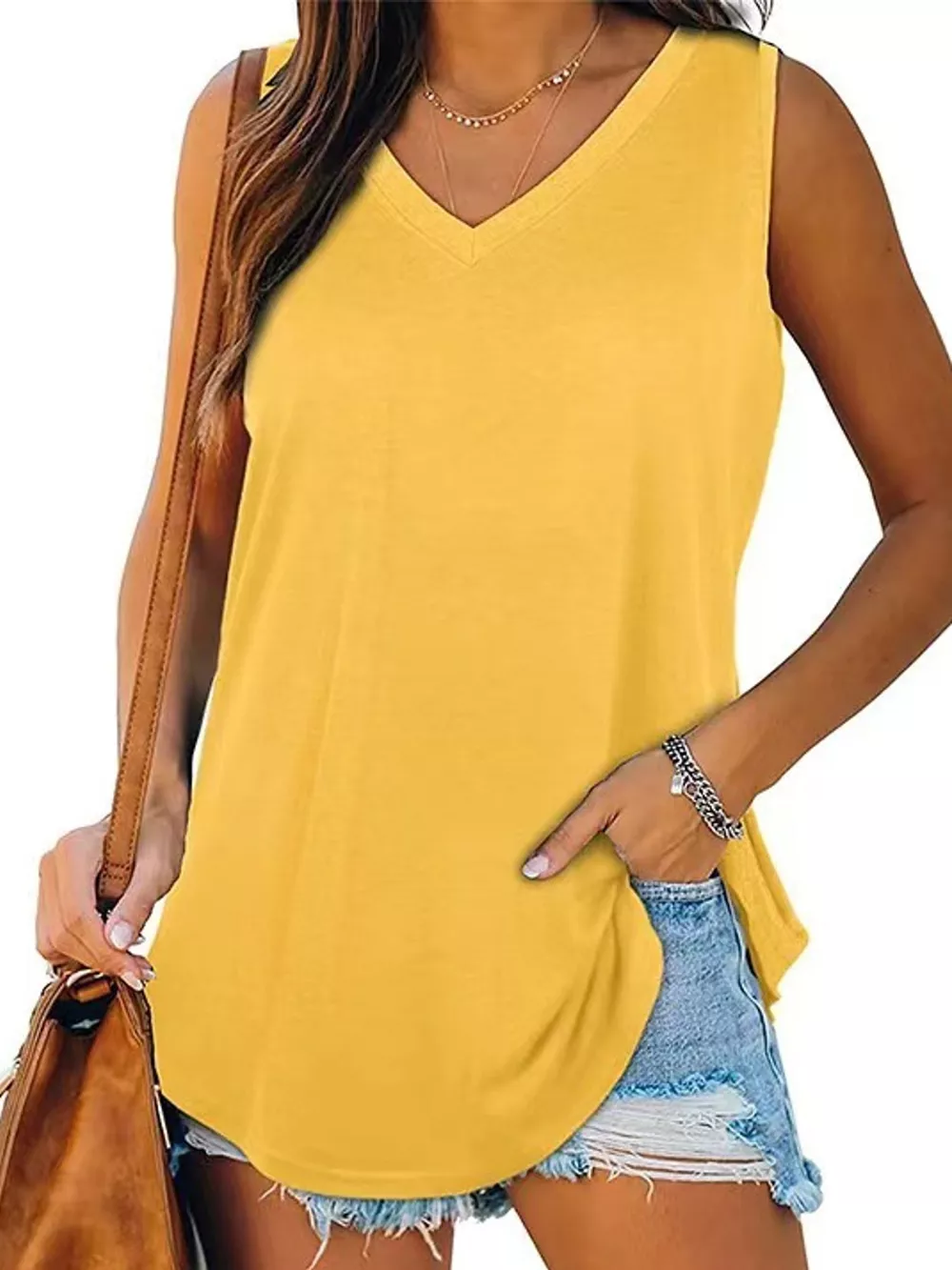 V-Neck Casual Loose Fit Tank Top, image 44