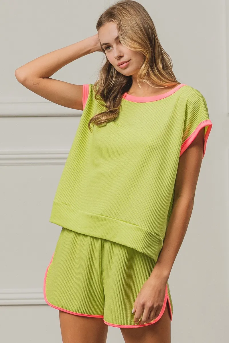 Cord Rib Knit Contrast Banded Top, image 15