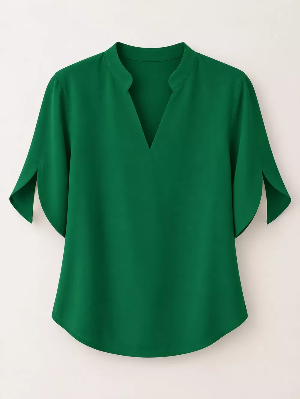 Notched Slit Short Sleeve Blouse, image 9