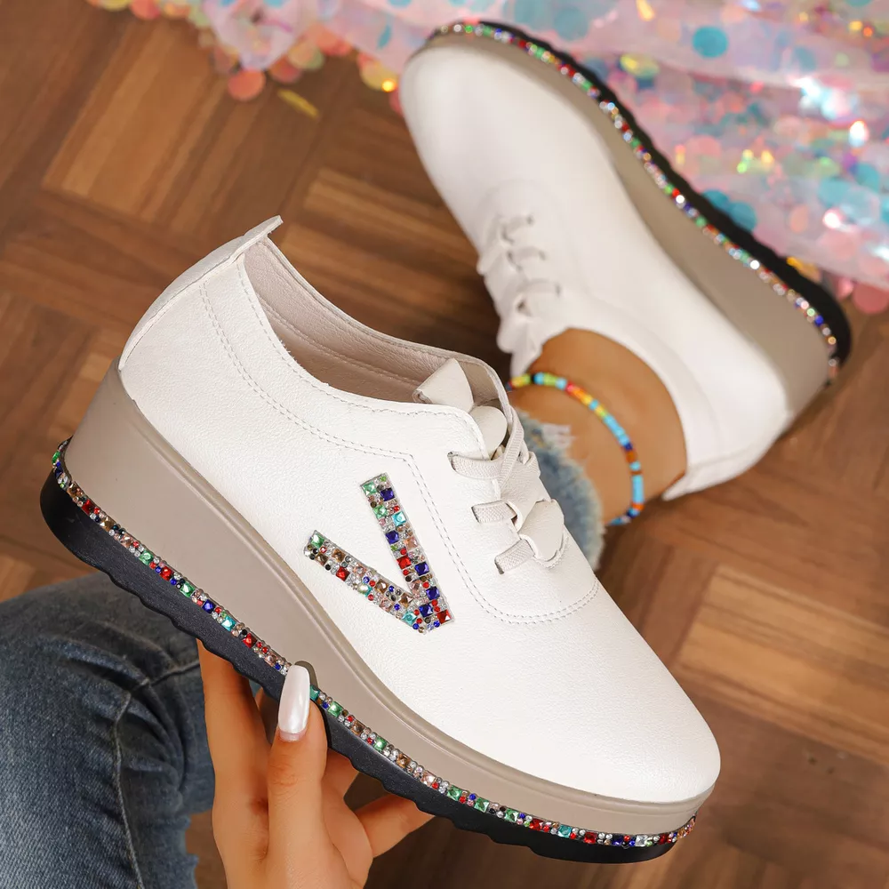 Rhinestone Decor Wedge Sneakers, image 10