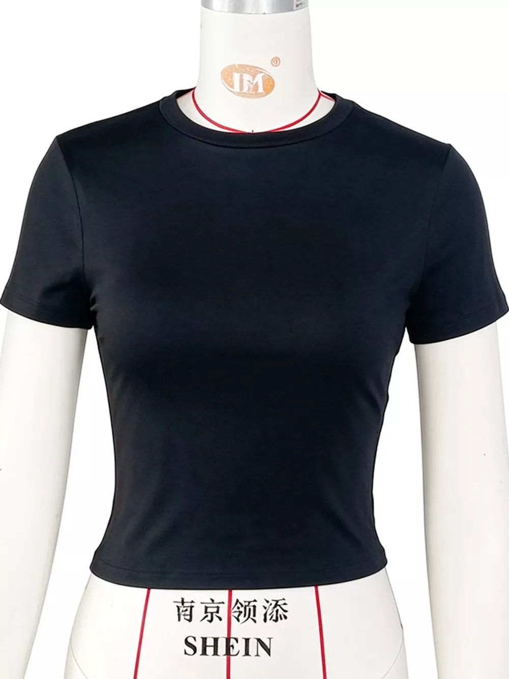 Slim Fit Basic Crew Neck Short Sleeve Crop T-Shirt, image 9