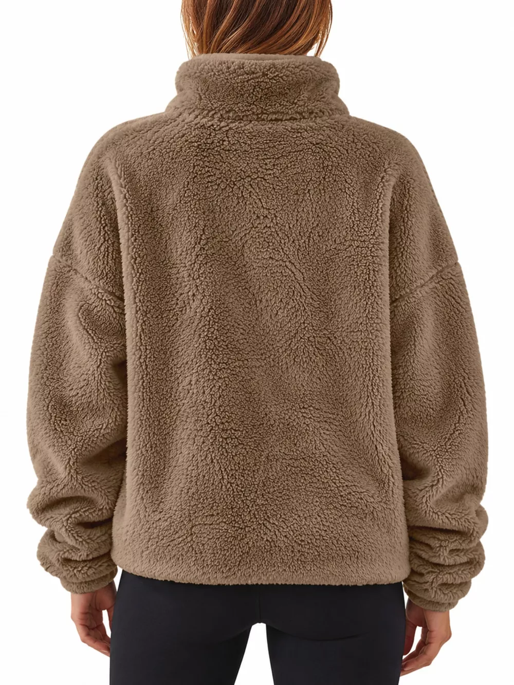 Full Size Sherpa Quarter-Zip Turtleneck Sweatshirt Plus Size, image 18