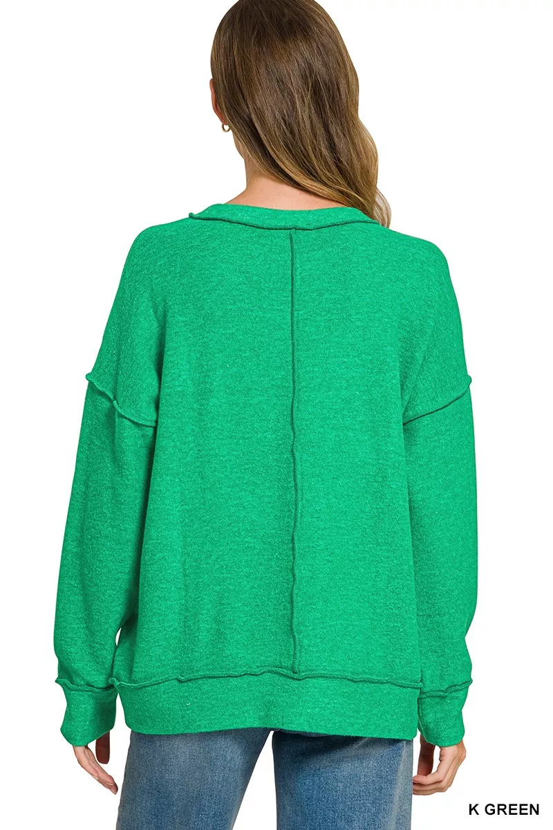Zenana Brushed Hacci Drop Shoulder Sweater, image 3