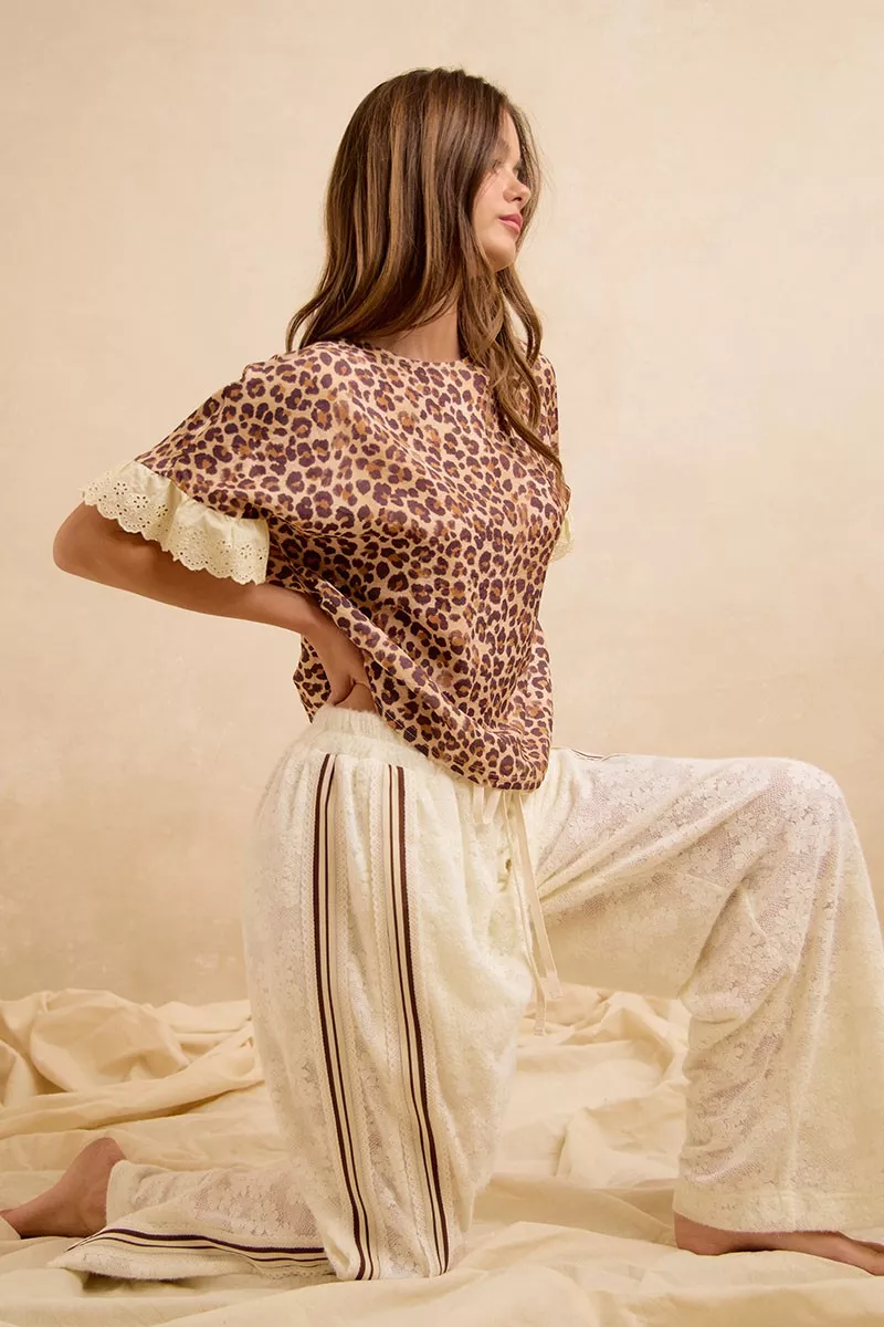BiBi Leopard and Eyelet Lace Ruffled Top and Shorts Set, image 23