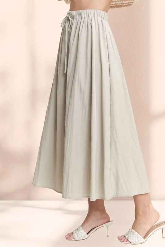 Drawstring Waist Crinkle Maxi Skirt, image 4