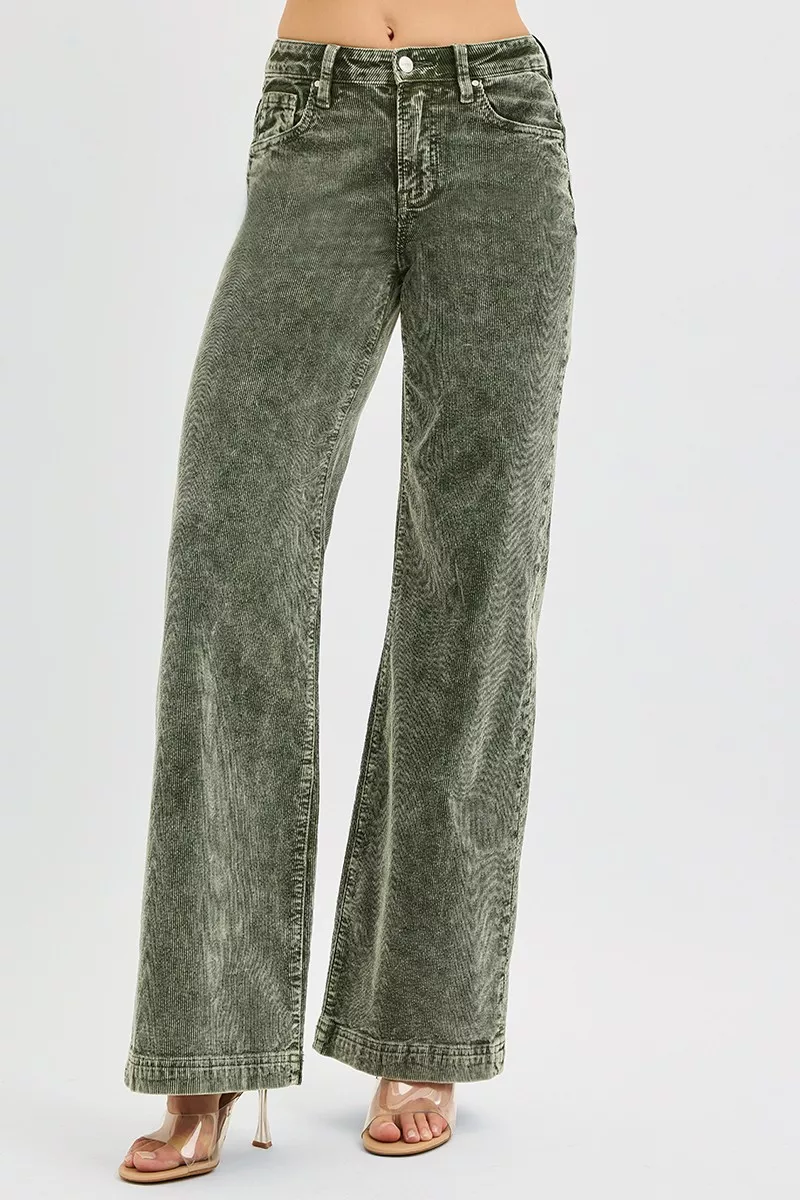 Full Size High Rise Wide Leg Corduroy Jeans Plus Size, image 4