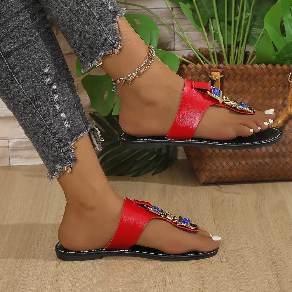 Rhinestone Chain Thong Sandals, image 4
