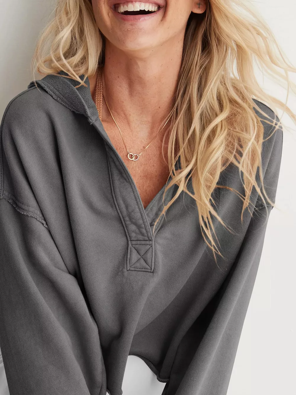 Dropped Shoulder Cropped Hoodie, image 16