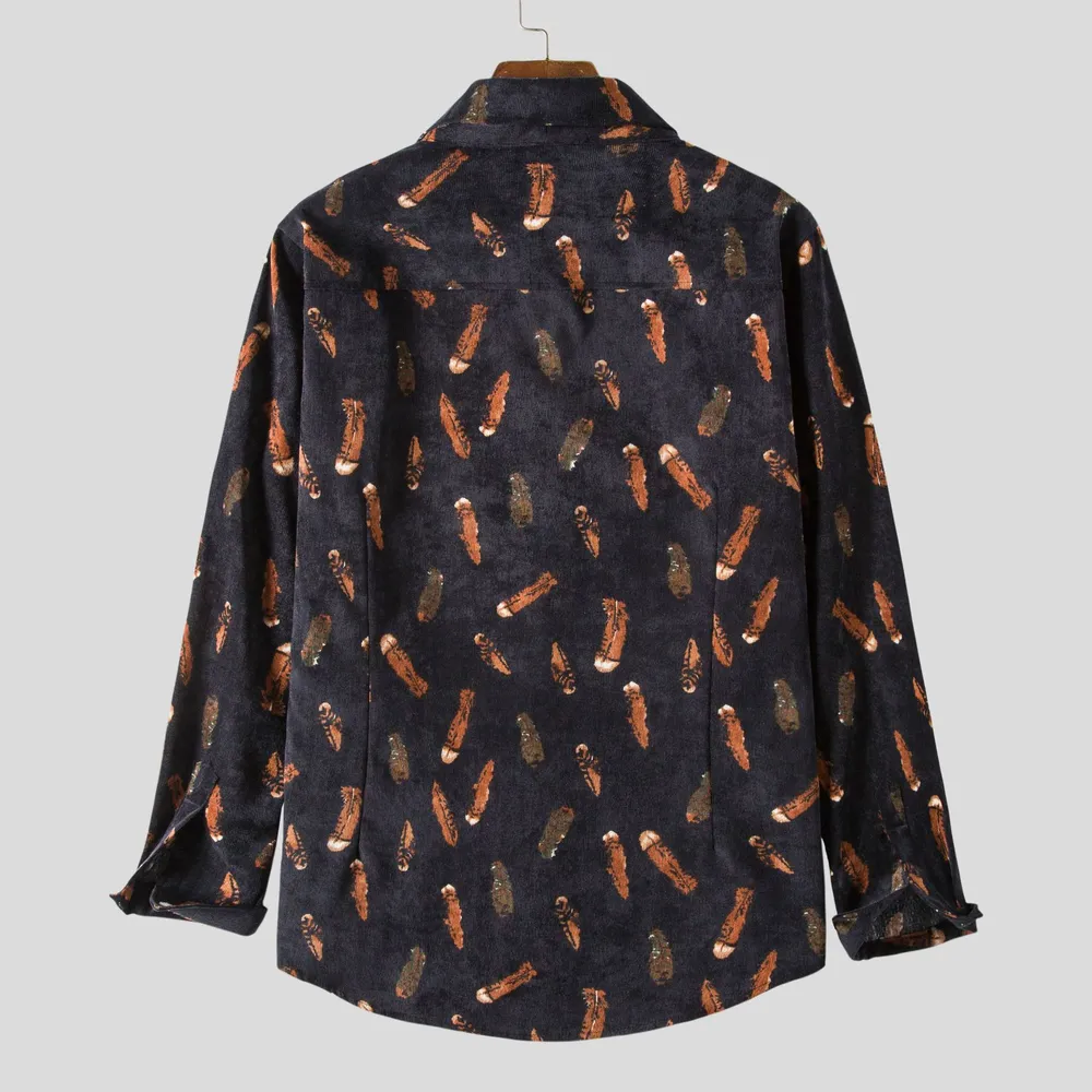 Men's Plus Size Printed Casual Button-Up Shirt, image 2