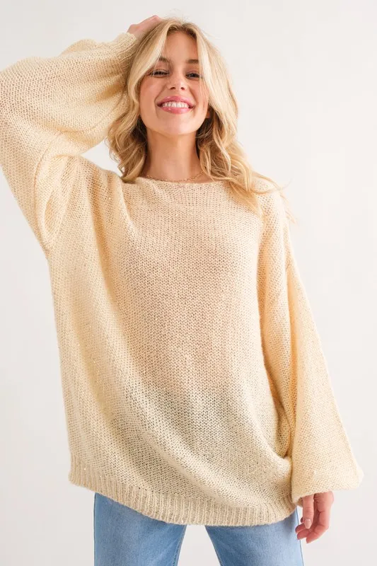 Sequined Light Weight Pullover Sweater