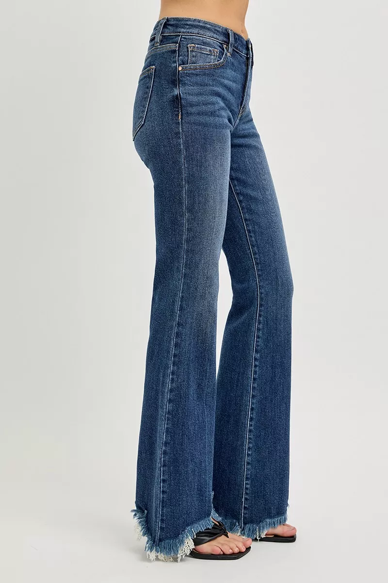 Full Size Mid Rise Flare Frayed Hem Jeans Plus Size, image 6