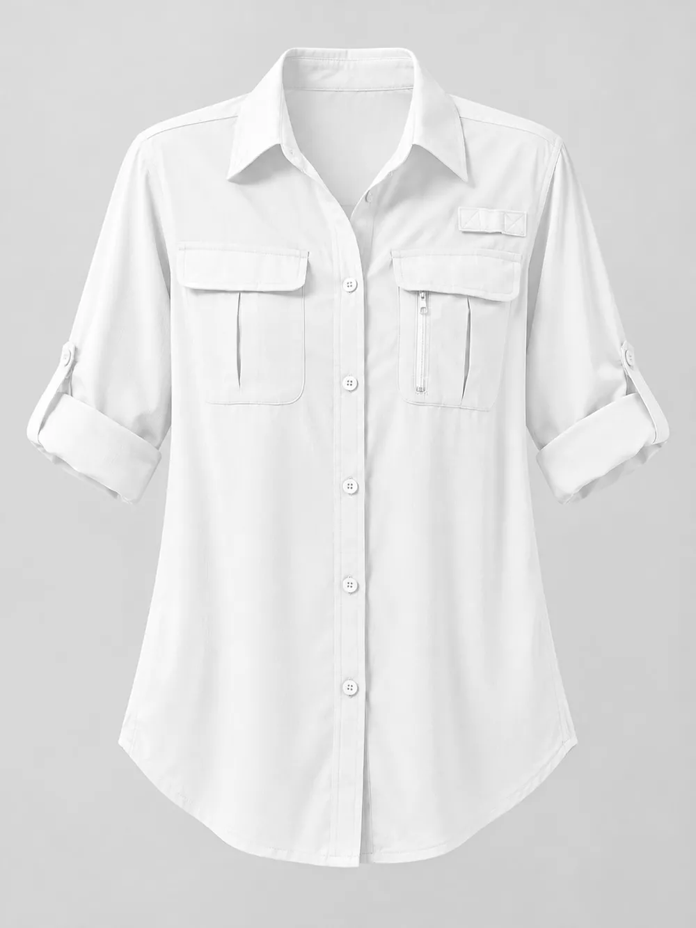 Full Size Button-Down Roll-Up Sleeve Shirt Plus Size, image 29
