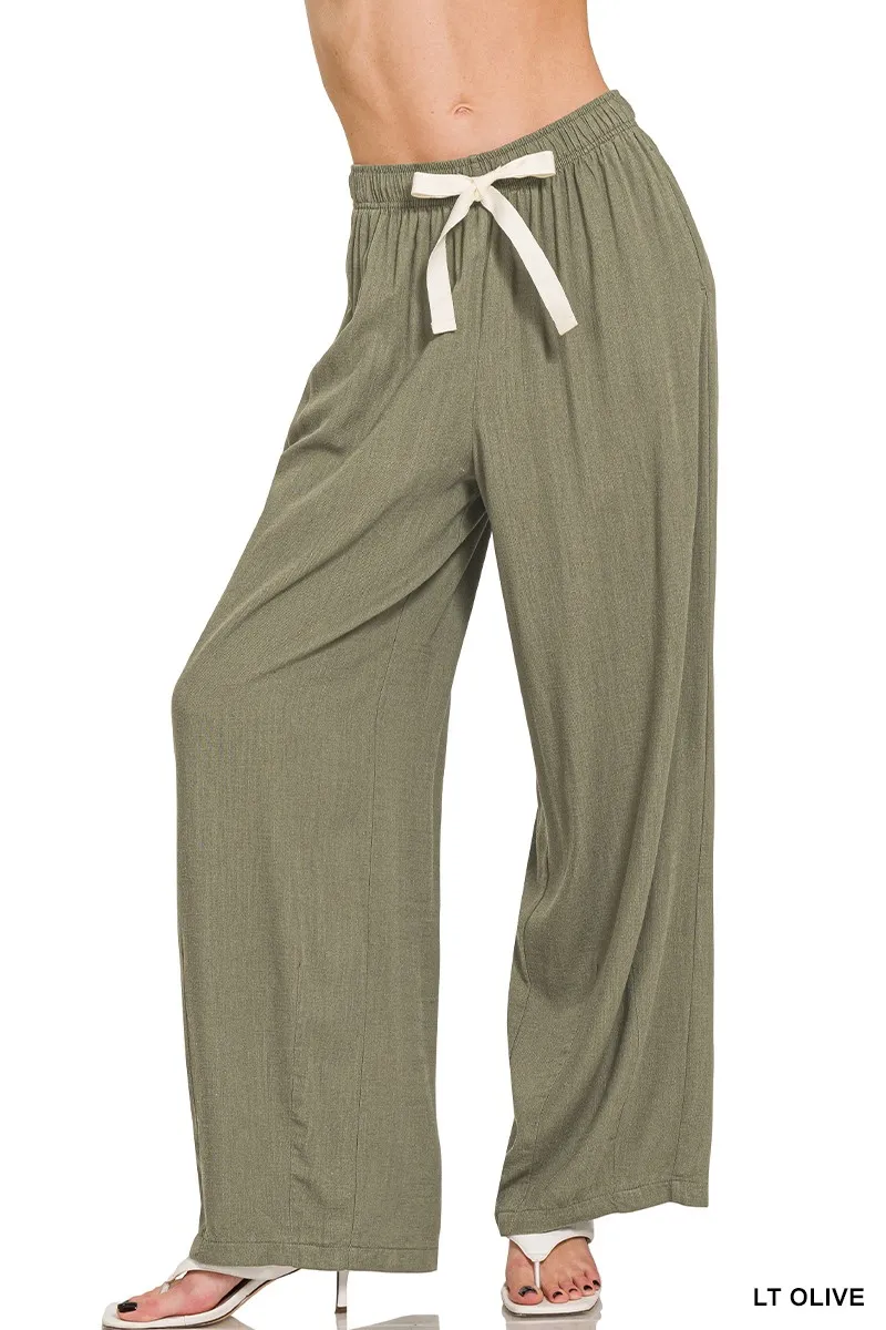 Linen Drawstring Pants, image 3