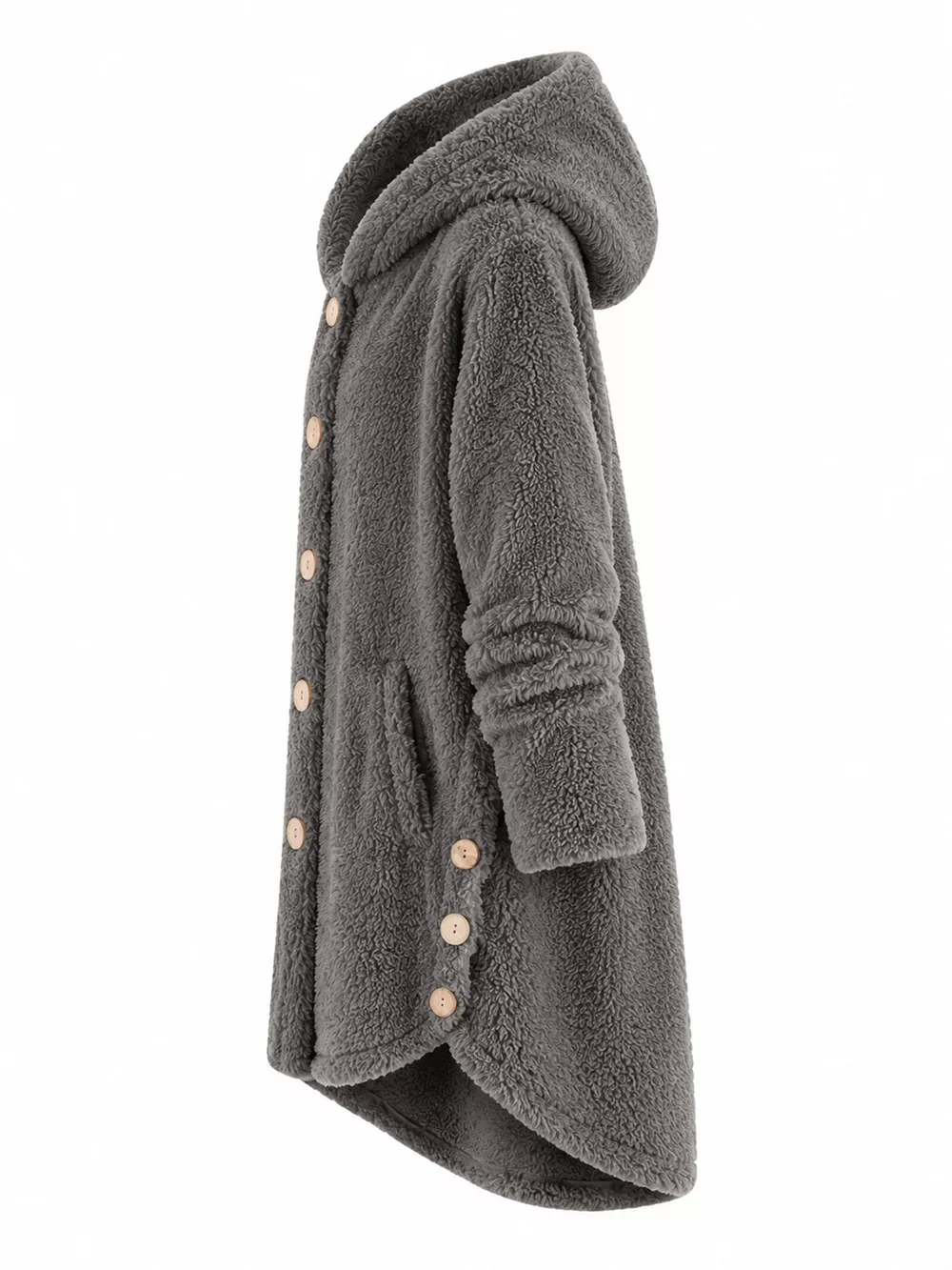 Full Size Fleece Button Up Hooded Outerwear Plus Size, image 21