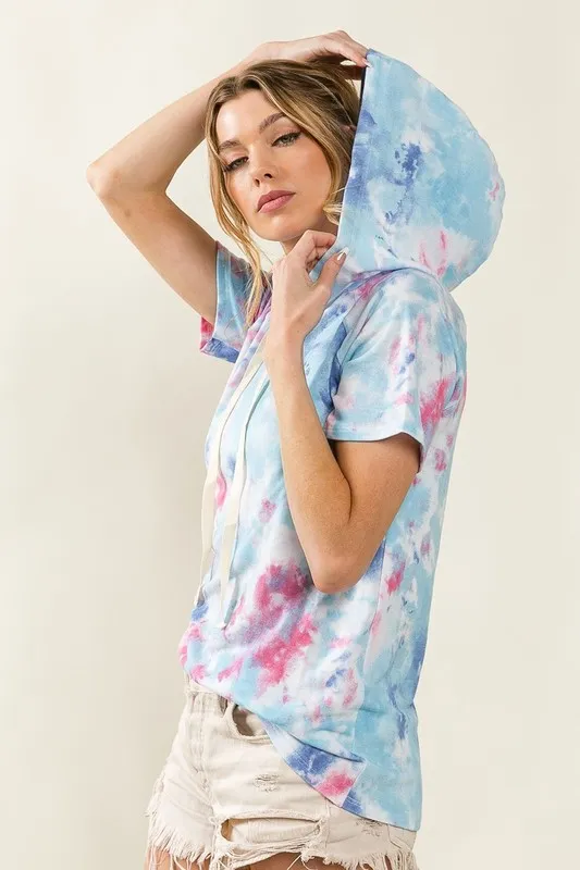 Tie Dye Terry Hoodie with Drawstring, image 8