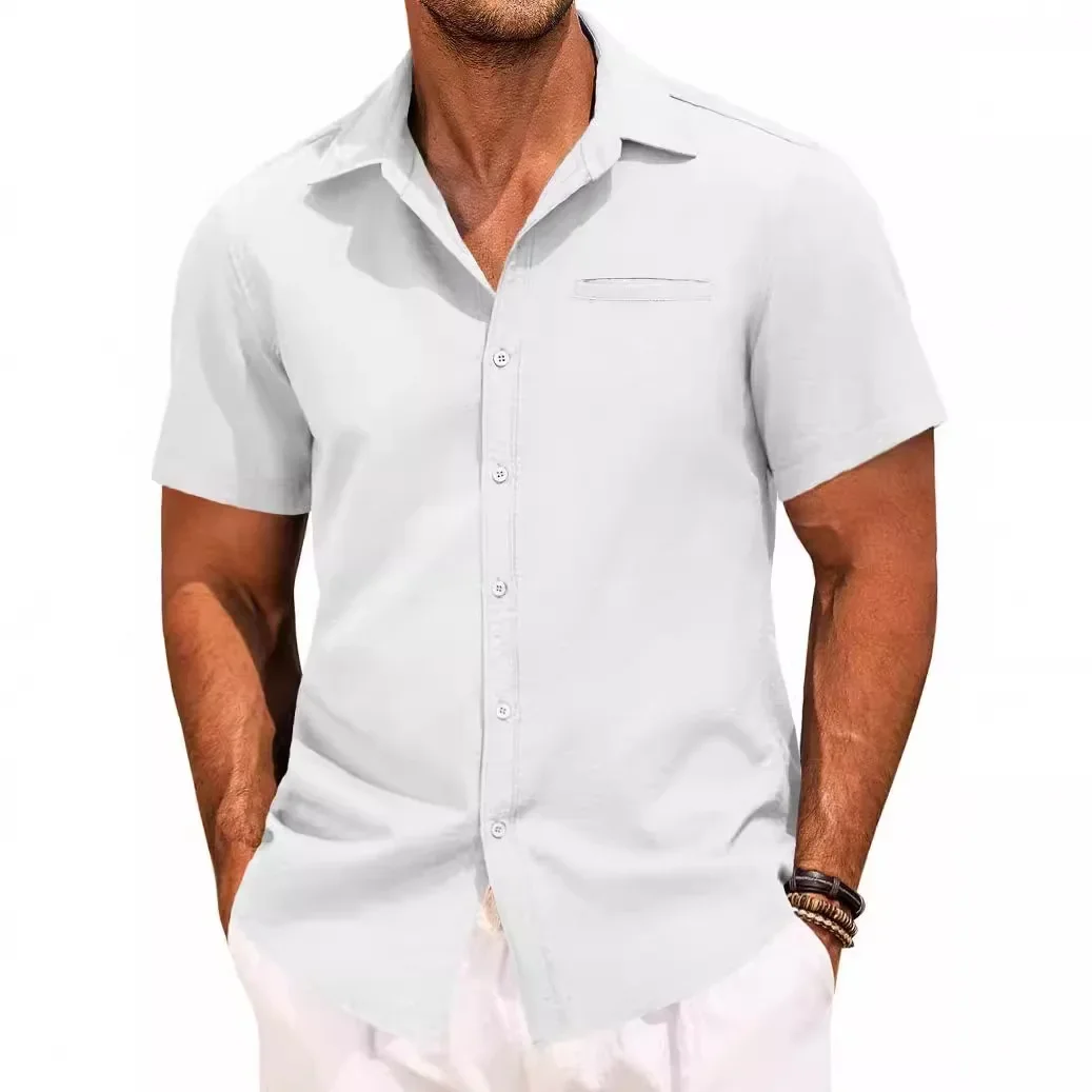 Men's Plus Size Classic Short Sleeve Button Down Shirt, image 8
