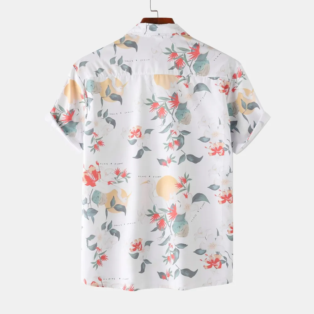 Men's Printed Short Sleeve Summer Hawaiian Shirt, image 2