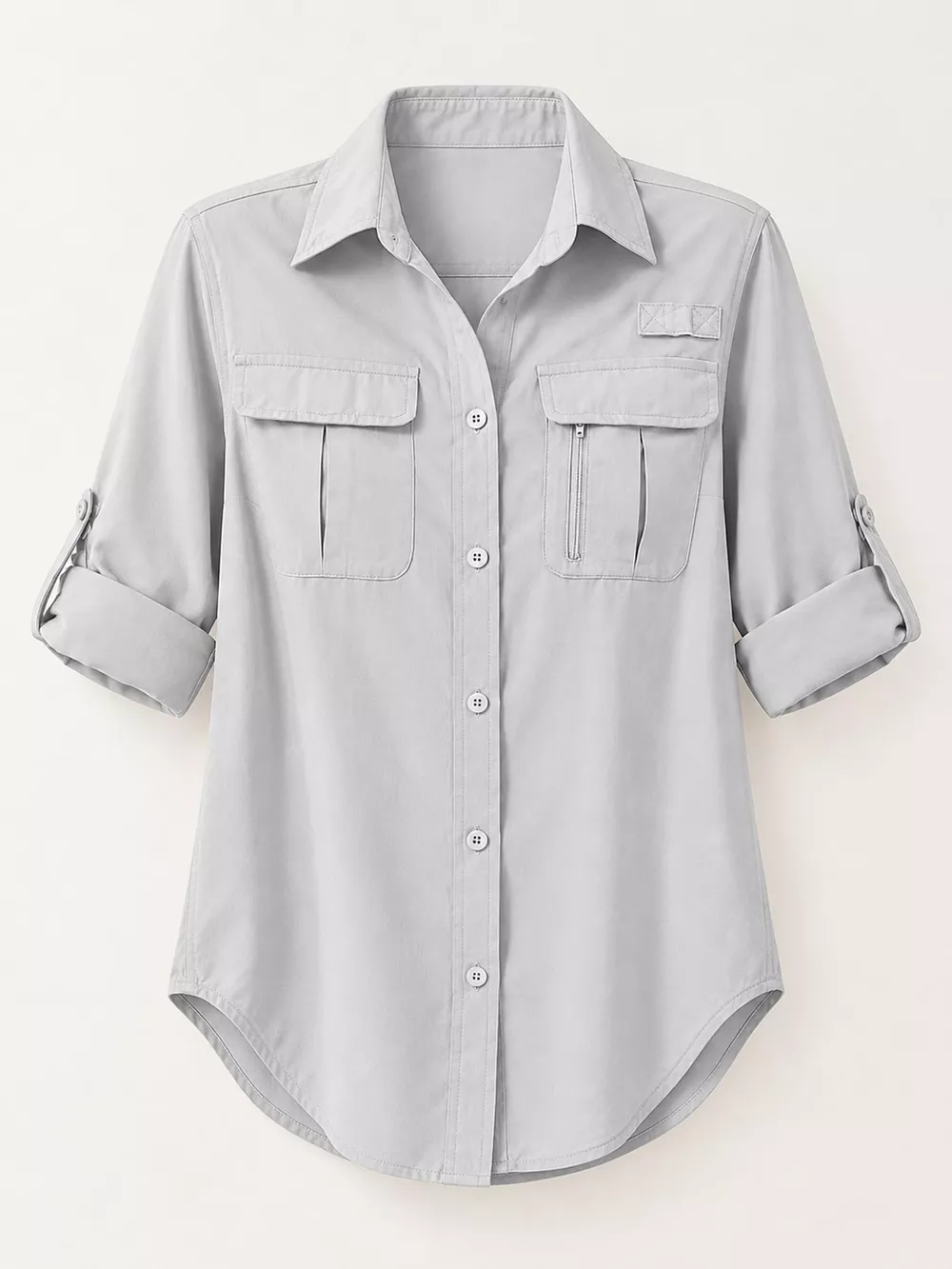 Full Size Button-Down Roll-Up Sleeve Shirt Plus Size, image 9