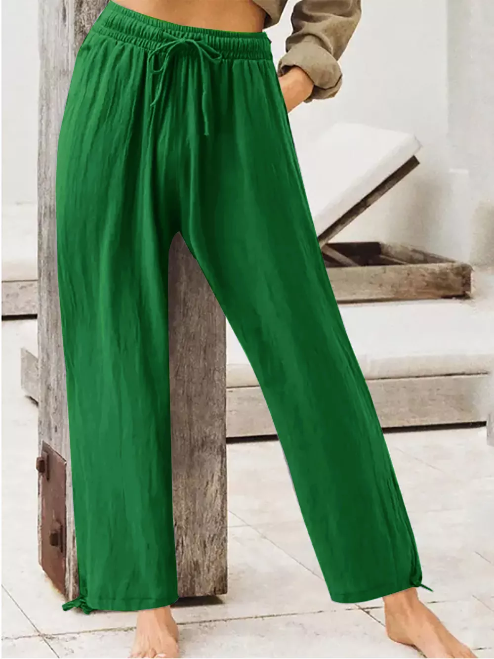 Full Size Casual Drawstring Wide-Leg Pants Plus Size, image 11