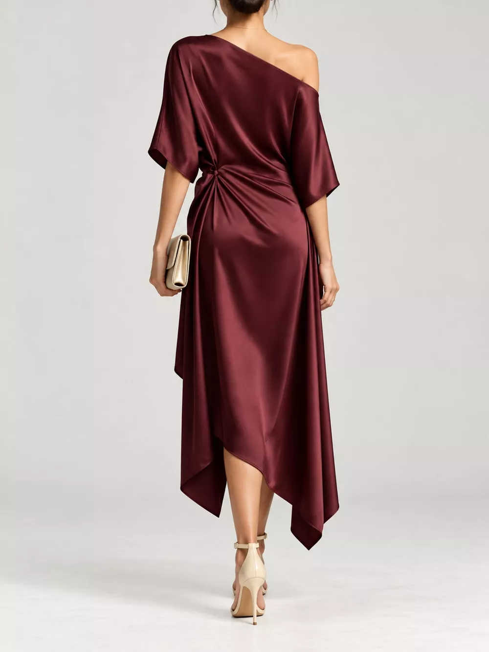 Full Size One-Shoulder Asymmetric Hem Midi Dress Plus Size, image 29