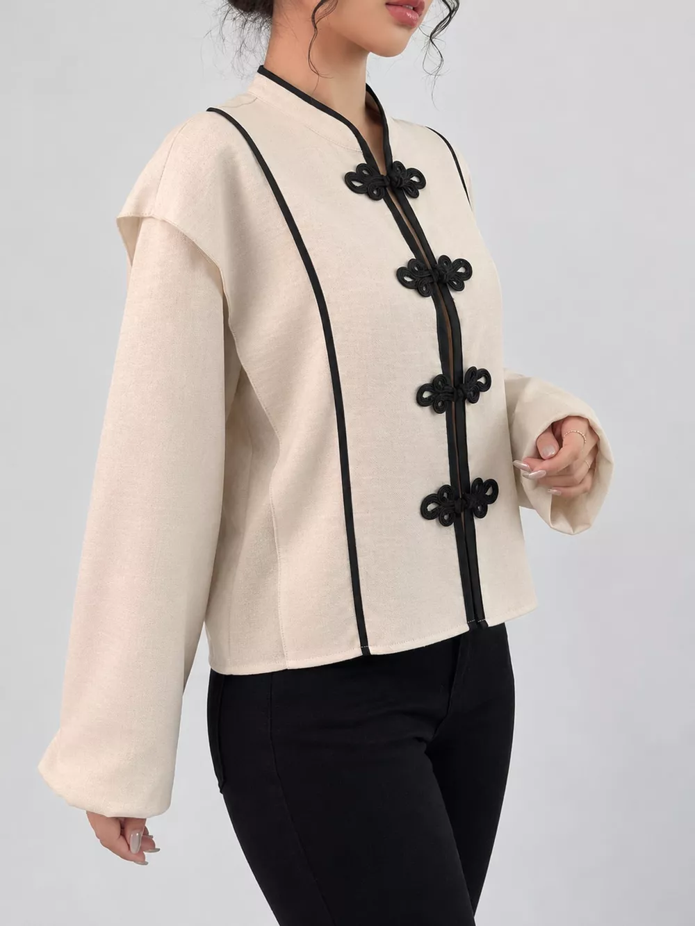Chinese-Style Mandarin Collar Blouse, image 6