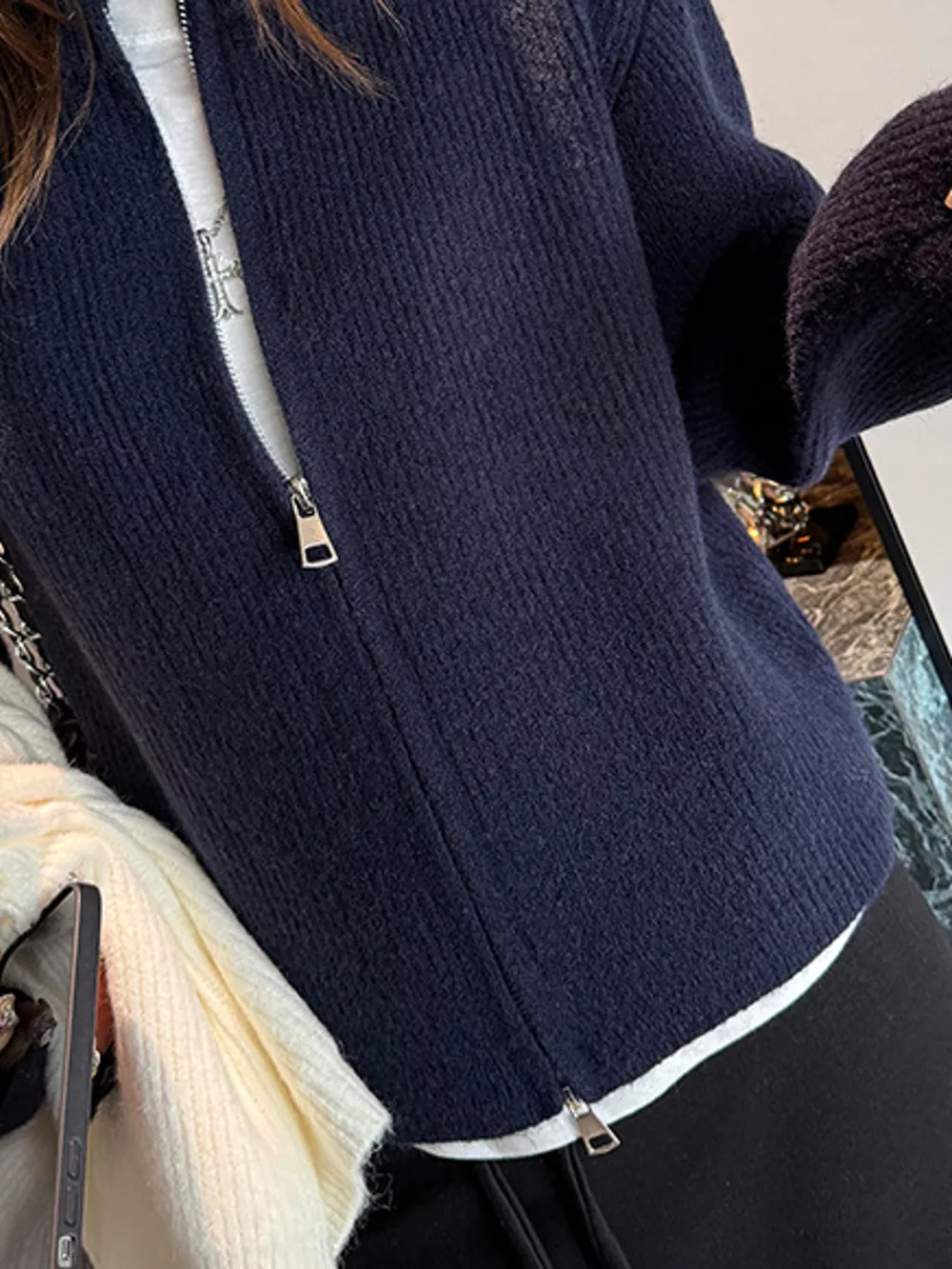 Zip Up Dropped Shoulder Cardigan, image 14