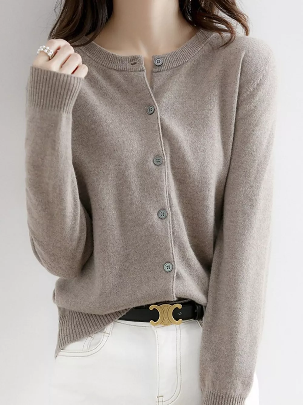 Crew Neck Button-Down Cardigan, image 38